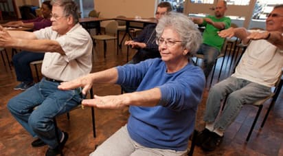 Image of geriatric patients exercising during a Still Standing course.